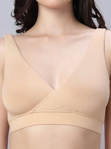 MAMMA'S MATERNITY Cream Solid Antimicrobial Bamboo Fabric Padded Maternity/Nursing Sports Bra - X-Large 4