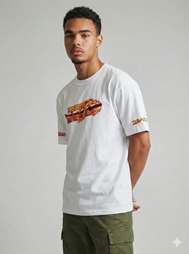 The Korhean Store Tanjiro Kamado Flame Aura Nichirin Sword Manga Style White Regular Fit Crew Neck 100% Breathable Cotton Graphic Printed T Shirt for Men & Women (in, Alpha, S) 5