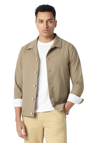 Men Beige Solid Party Jacket