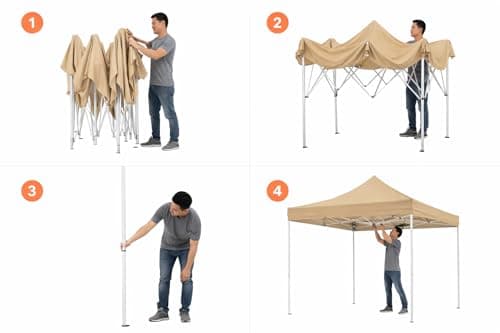 THE SUMMER 10X10 feet Heavy Duty Pop Up Foldable Canopy Tent with 4 Side Open, Gazebo Tent for Outdoor Garden,Event, Picnic, Lawn, Terrace & Promotional (22 Kg, Beige) 4