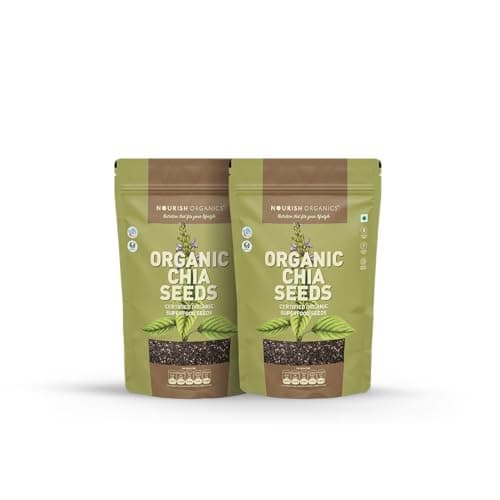 Nourish Organics Chia Seeds 500g | 100% Certified Organic | Seeds for Weight Management & Healthy Digestion | High in Omega-3, Fiber & Protein | Rich in Calcium & Antioxidants | Gluten-Free, Vegan Sup