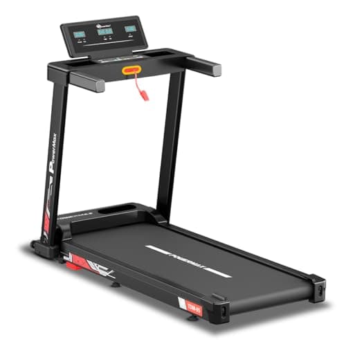 PowerMax Fitness TDM-95 4HP BLDC Motorized Treadmill for Home Use | 1.0-10 km/h Speed | 2-Level Manual Incline | Running Surface 950 x 385mm | LED Display | 12 Programs | Shock Absorption System