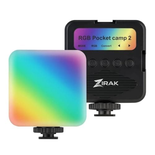 ZIRAK RGB Pocket Camp Rechargeable LED Video Light – 40+ RGB Colors, Adjustable Brightness, Portable Camera Light for Photography, Video Shooting, YouTube, Makeup & Laptop Lighting