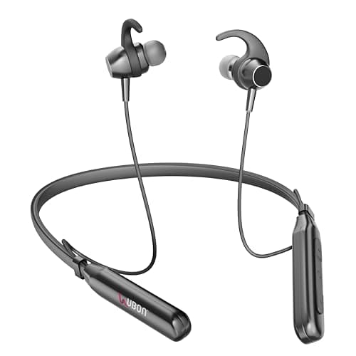 UBON BT 5200 Wireless 40 Hrs Playback, Dual Pair, Fast Charge, Magnetic Buds, Bluetooth Neckband with Mic (Black)