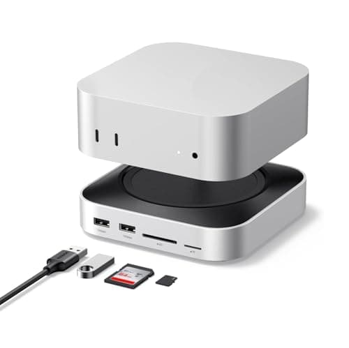 Cocoonkart Mac mini Dock USB-C Hub for Mac mini M4/M4 Pro with 2X USB-A 10Gbps, 3X USB-A 5Gbps, HDMI, DP, SD/TF Card Reader – Magnetic Cover, Up to 8TB SSD Support