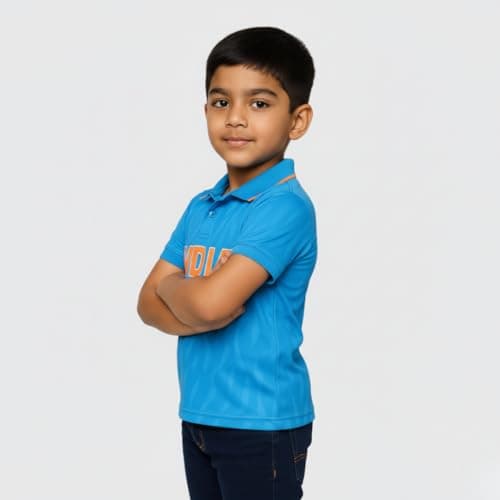 Unirec | Jasprit Bumrah | Kids Boys Girls Team India Cricket T-Shirt | Half Sleeves T-Shirt | Solid Sport Tshirt | World Cup India Blue Jersey - 10-11 Years 5