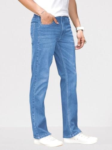 Ben Martin Men's Smart Fit Stretchable Jeans || Light Blue Mid-Rise Denim Pants with Whisker Wash || Premium Casual Wear Jean for Men || 5 Pocket Jean's for Men's – Size 34 (1) 3