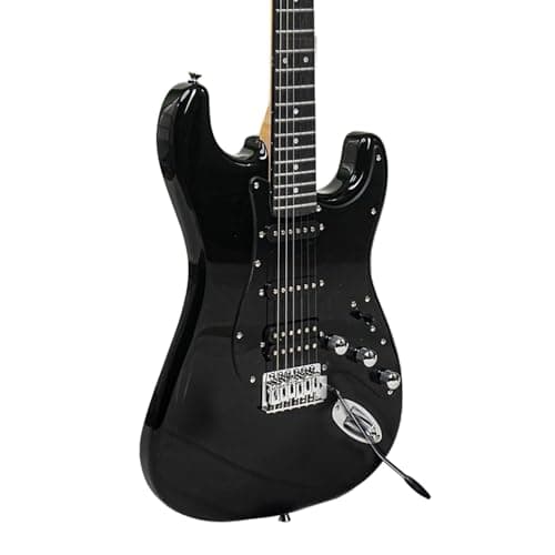 Kadence EGBLK Astroman 39” Electric Guitar | SG Style | Solid Paulownia Wood | S S H Pickup Setup | Gig Bag + Cable | Black 2