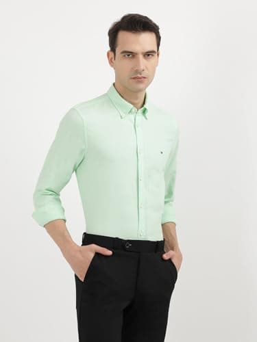 TOMMY HILFIGER Solid Slim Fit Cotton Shirt Mint 5