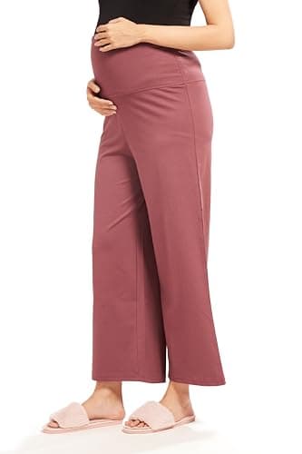 AV2 Women's Cotton Lycra Stretchable Relaxed Fit Maternity Pants | Maternity Yoga Pants | Maternity Trousers Pink Large 5556 3