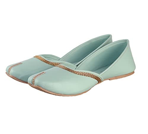 CatBird Women's Green Mojari Traditional Punjabi Jutti Ethnic Shoes 4 UK 6