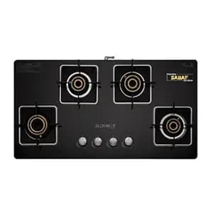 BLOWHOT Auto-Ignition Premium Hybrid Design Quartz 4 Burner Gas Stove, Hybrid Hob, Toughened Glass Top, SABAF Gas Valve, 2 Years Warranty on Burner, 5 Years Warranty By Blowhot on Glass & Gas Valve