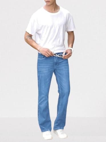 Ben Martin Men's Smart Fit Stretchable Jeans || Light Blue Mid-Rise Denim Pants with Whisker Wash || Premium Casual Wear Jean for Men || 5 Pocket Jean's for Men's – Size 34 (1) 5