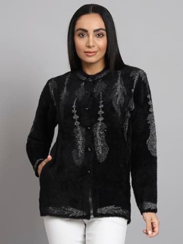 eKools Women's Winterwear Hair Woolen Sweaters Cardigans (Black, Large) 3