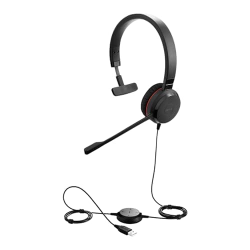 Jabra Evolve 30 II Wired Dual-Ear Headset with Mic for Work - 3.5mm Jack or USB-A/USB-C Connectivity, Computer Headset with Noise-Cancelling Microphone, Works with Online Meeting Platforms - Black 3