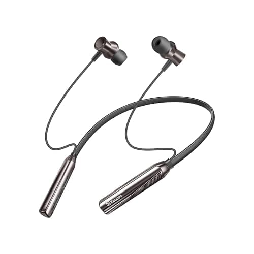 TP TROOPS Neckband Bluetooth Headphones with 50 Hours Playtime with 10mm Drivers, Rich Music Experience, Type C Charging, Bluetooth 5.3 Wireless in-Ear Earphones with Mic, Voice Assistant (Dark Grey)