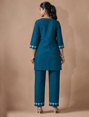SattvaVibe Women's Co Ord Set l Kurta Sets for Women |Kurta Sets| Printed Kurta with Pant l Stylish Pocket & 3/4 Sleeve Women Co-ord Set (Avaiable in Plus size) 5