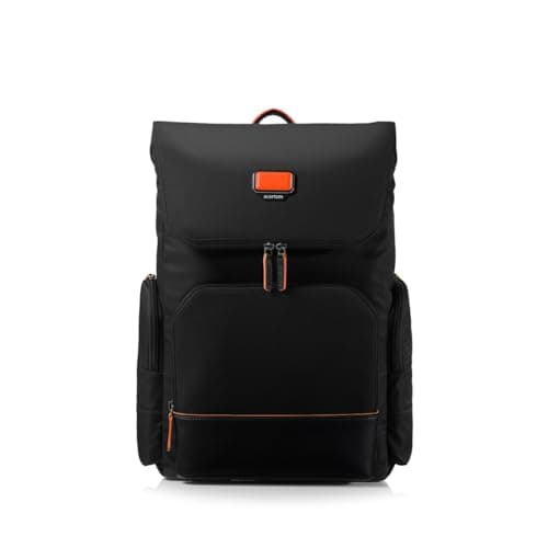 scarters Roam Laptop Backpack 24L | Vegan Leather & Nylon | Fits 15.6" | Travel, Campus & City Bag | Magma Black