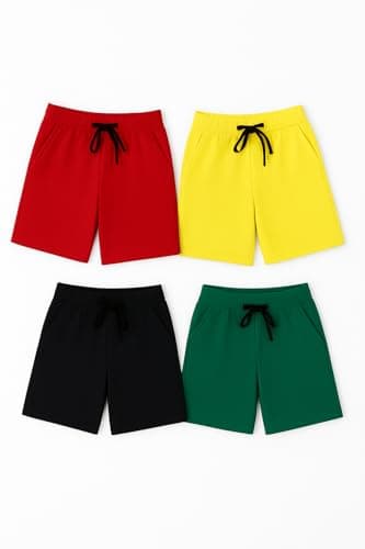 Kids Cotton Shorts for Boys & Girls (Age 6–9 Years) | Pack of 4 | Soft Fabric with 2 Pockets | Multicolor (Colors May Vary)