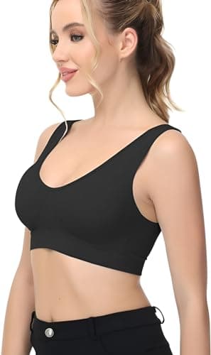 Womens Sports Bra Seamless Support Yoga Gym Stretch Activewear Workout Fitness Black