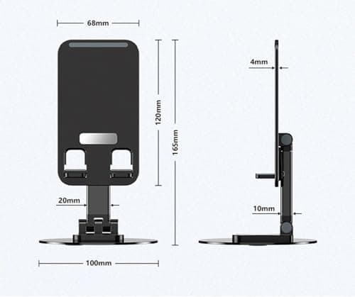 TARKAN 360° Rotating Phone Holder for Home/Office Desk, Foldable & Adjustable Height & Angle Universal 4-10" Mobile Stand (Black) 2