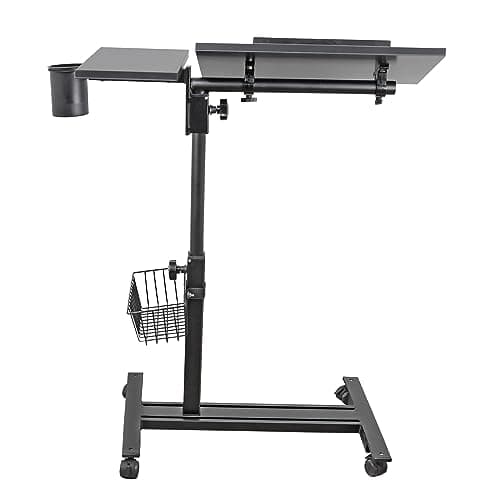 Isomars Standing Table Multipurpose Laptop Table Study Desk, Lockable Wheels, & Height Adjustable for Breakfast Table, WFH & Online Classes, Sit Stand Table Made in India (Black) 3