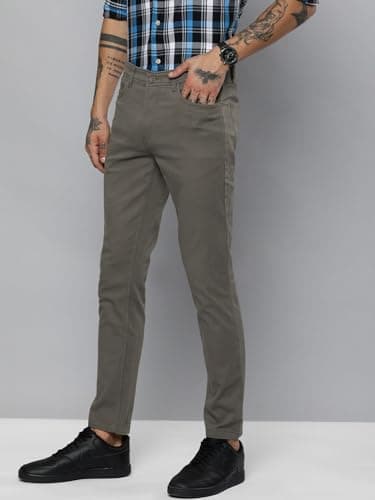 The Indian Garage Co Men Slim Fit Solid Mid-Rise Chinos 3