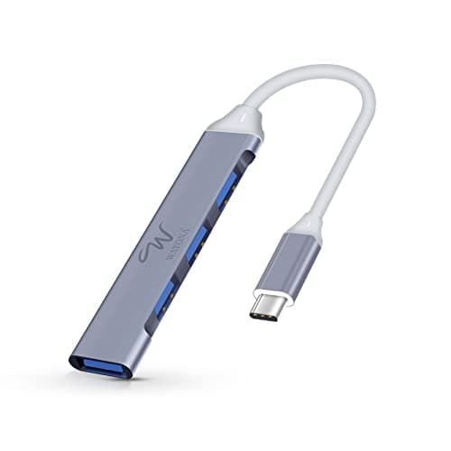 Wayona Type C USB Hub 4 Ports (1 USB 3.0 & 3 USB 2.0 Ports) Compatible for Data Transfer, Laptops, Pc, MacBook and Smartphones with Type C Port (Grey)