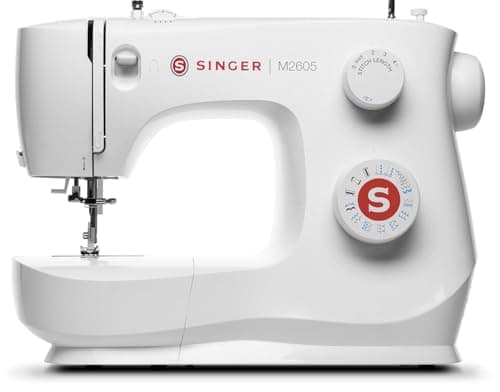 SINGER M2605 Sewing Machine | 19 Built-In Stitches, 32 Stitch Functions | Automatic Needle Threader | 70W Motor | 4-Step Buttonhole | Adjustable Stitch Length | LED Light | 2-Year Warranty