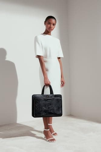 akinna Verona Signature Business Bag – Glossy Croc Finish with Laptop Compartment, Midnight Black 2