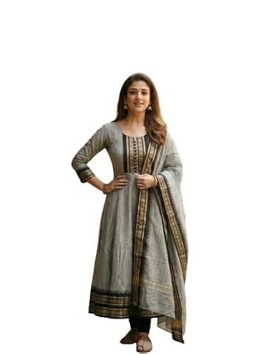 Shreeaanta Elegant Zari Jacquard Weaving Gown for Women with Lace Border Dupatta | Traditional Indian Ethnic Wear for Wedding, Festival, Party & Special Occasions (in, Alpha, M, Regular, Cream)