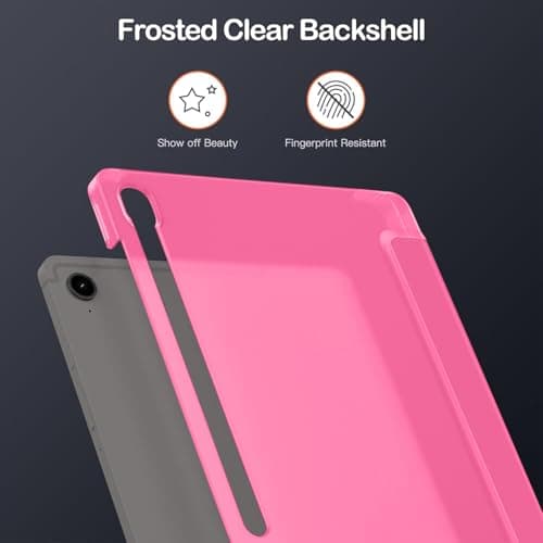 MOCA Case for Samsung Galaxy Tab S10 Plus / S9 Plus 12.4-Inch, Translucent Back Tri-Fold Stand Cover, Supports S Pen Charging, Auto Wake/Sleep, Protective PU + PC Tablet Case (Watermelon) 5