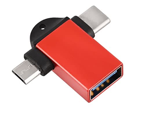 JGD Products 2 in 1 (Red) OTG Adapter Micro USB+USB Type C to USB Female Connector, OTG Pen Drive Adapter to Mobile Connector Type C, Compatible with All Devices 3