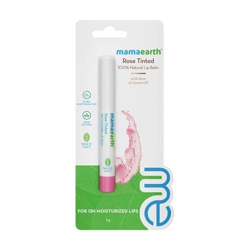 Mamaearth 100% Natural Lip Balm for Women & Men 2g (Rose) - Natural Tint, 12-Hour Moisturization - Heals Dry & Chapped Lips 3