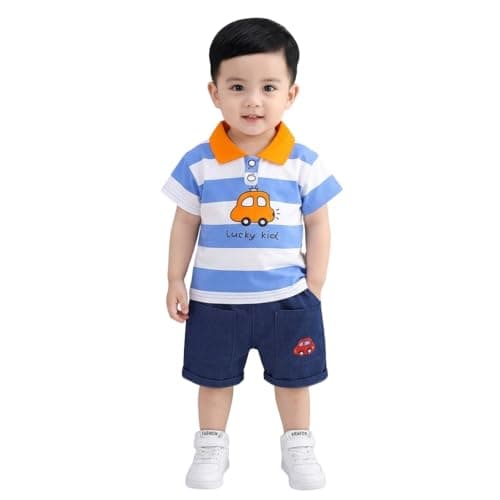Tirupati Creation Stylish Baby Boy Dress Set with Printed T-Shirt and Shorts | Kids Clothes for Boys | Comfortable Kids Boys Dress for Daily Wear | Perfect Dress for Baby Boy (Blue, 5-6 year)