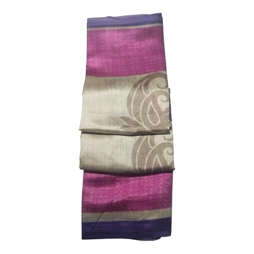 Saree for Women, Pink and Purple, Woven Floral and Scroll Pattern, Traditional Indian Ethnic Wear 2