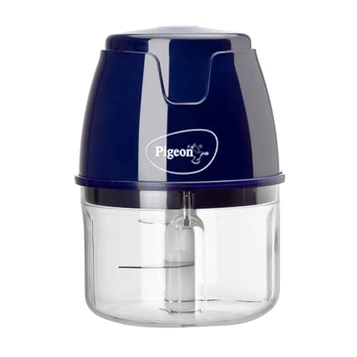 Pigeon Zoom Electric Chopper 250 ml, Portable with 3 Stainless Steel Blades for Effortlessly Chopping Vegetables and Fruits - Blue 30 Watt