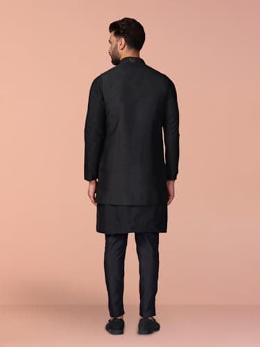 KISAH Men's Cotton Embroidered Kurta with Nehru Jacket Set | Wedding Festive Ethnic (Size-S) 3