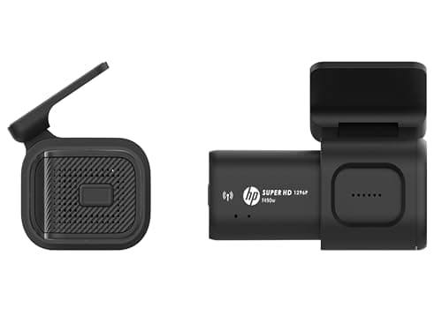 HP Dash Cam F490w: Super HD 1296P, 121° Wide Lens, F2.0 Aperture, Low-Light Clarity, Wi-Fi app (Go Moto Plus), Loop Recording, Parking Mode, G-Sensor, mic, Speaker, 128GB microSD Support 3