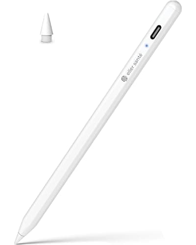 eller santé® Universal Stylus Pen for Touch Screen Devices Compatible with Android, iOS, Tablets & Smartphones Pencil Power Display Tilt Sensitivity Magnetic Adsorption- White