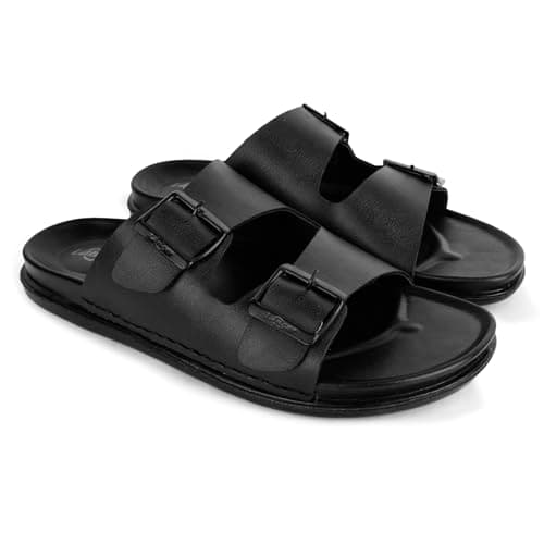 Lancer LUXE-5BLK Black Double Density Soft Cushion Slippers, 9