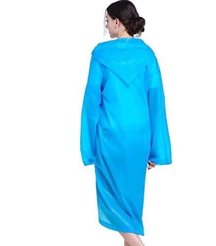 AUGEN By Visions India Men Women EVA Waterproof Transparent Rain Coat Hooded Outdoor Water Resistant Portable Raincoat Suit for Unisex EVA RainCoat (Blue, Free Size) 2