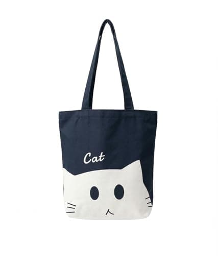 MISPACIO Cotton Bag Shoulder Tote | 100% Natural Canvas, Zipper Closure, Multi purpose Reusable, Daily Use, Printed, Trending, Western Style | Work, Office, Shopping, College for Girls and Women