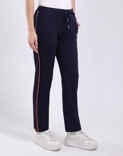 Monte Carlo Women Regular Fit Solid Elasticated Mid Rised Lower | Soft Stretchable Track Pant for Ladies | Comfortable Casual Wear Jogger | Stylish Activewear Bottom for Women Navy Blue LP1 3