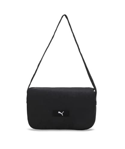 PUMA PLUSH Handbag IND – Stylish and Functional Women’s Bag with 12L Capacity, Spacious Main Compartment, Multiple Interior Pockets, Snap-Button Flap Closure & Iconic Cat Logo (Black)