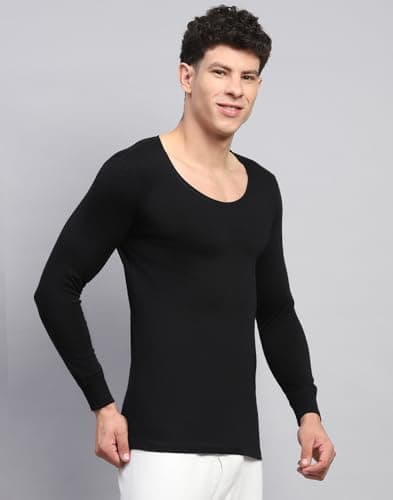 Monte Carlo Mens Solid Black Round Neck Full Sleeve Thermal Vest (624037FS-0-40) 3