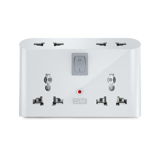 GM 3019 3 Pin Universal Multi Plug Travel Adaptor with 6 AMP for Home Applications, Computers, Laptops