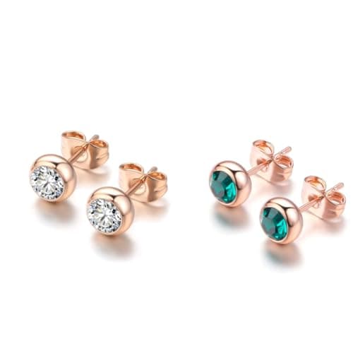 Nilu's Collection Daily Use, Light Weight Small Stud Earrings| Perfect for Baby Girls, Office Goers, Combo Earrings, Girl Earrings Set (Green & White)