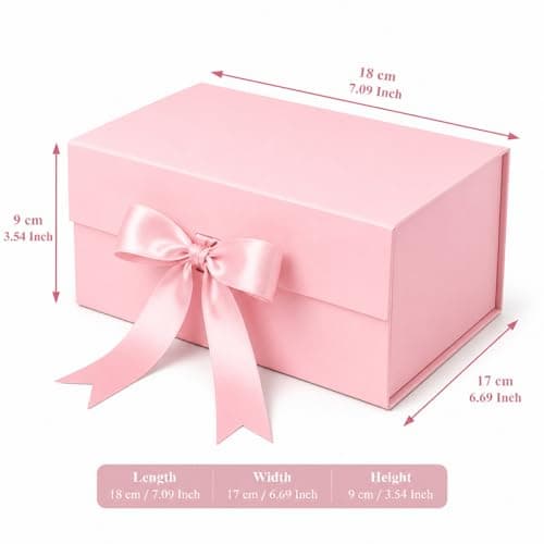 Aakriti Baby Pink Gift Box Set (Pack of 3) | Foldable Luxury Hamper Boxes with Satin Ribbon Closure | Premium Matte Finish | 18 x 17 x 9 cm | Ideal for Wedding, Birthday & Festive Gifting 2