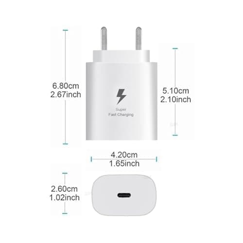 25W Charger with Cable for Samsung Galaxy F23 5G Type C Charger Adapter Compatible with Galaxy F23 Charger, 25 Watt USB Type C to C Pd Charging Adapter C Type, White 4